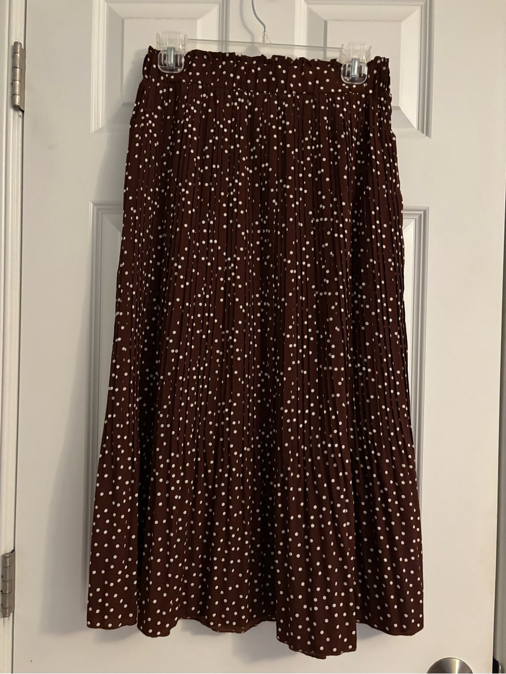 Brown Polka Dot Pleated Midi Skirt - Women's - Picture 3 of 3